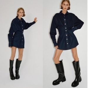 Zara Blue Denim Mini Short Casual Dress